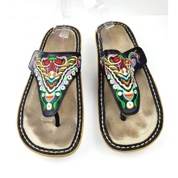 Alegria Womens Van Leather Multi Colored Thong Sandal -‎ Size 38 / US 7.5 - Picture 4 of 9